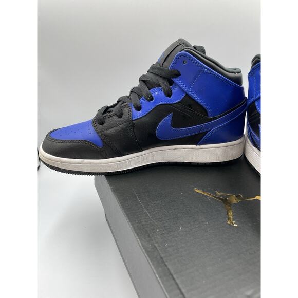 Size 5Y - Nike Air Jordan 1 Mid Hyper Royal Tumbled Leather *Worn Once* - Picture 14 of 16